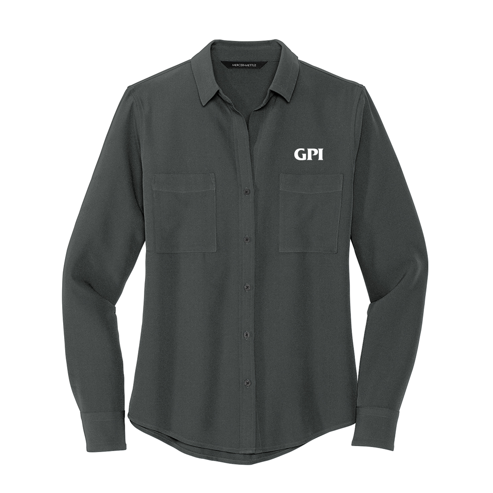 Women's Stretch Crepe Long Sleeve Camp Blouse