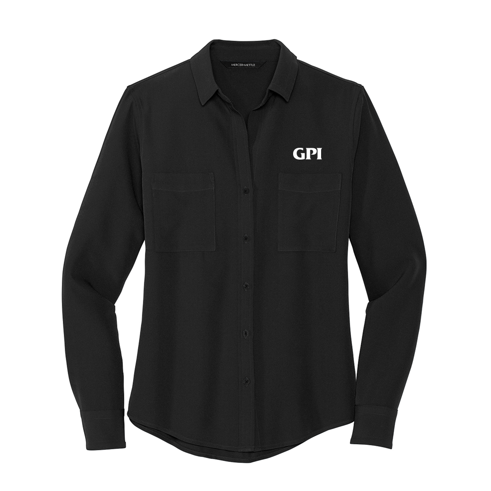 Women's Stretch Crepe Long Sleeve Camp Blouse