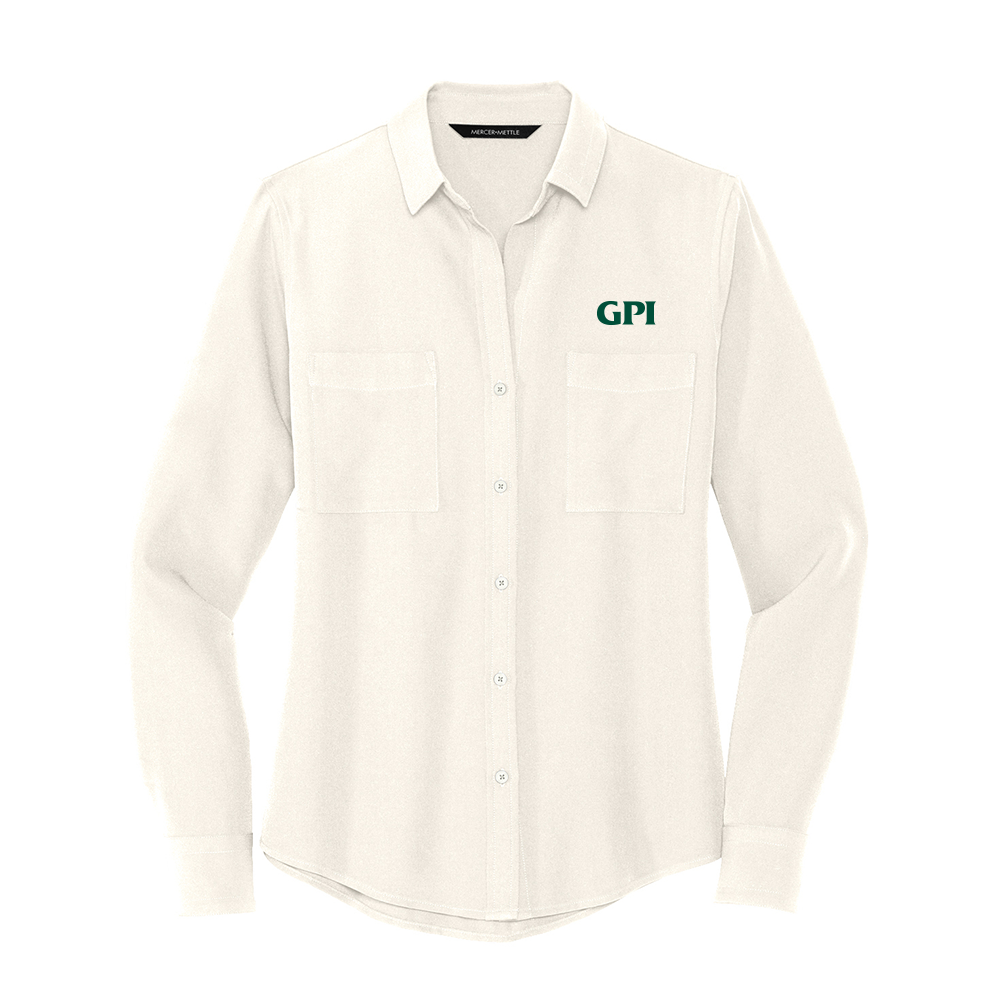 Women's Stretch Crepe Long Sleeve Camp Blouse