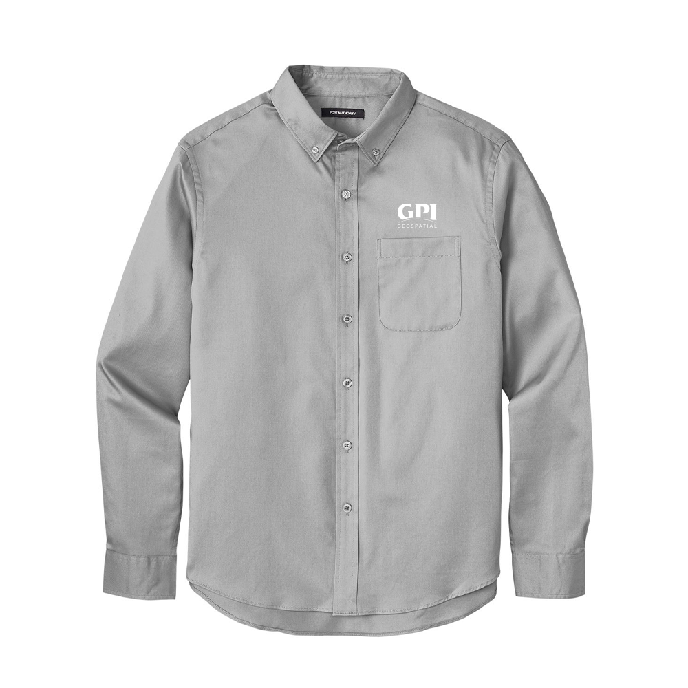 Men's Long Sleeve Twill Shirt - Geospatial