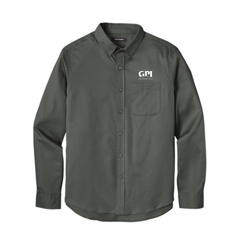 Men's Long Sleeve Twill Shirt - Geospatial