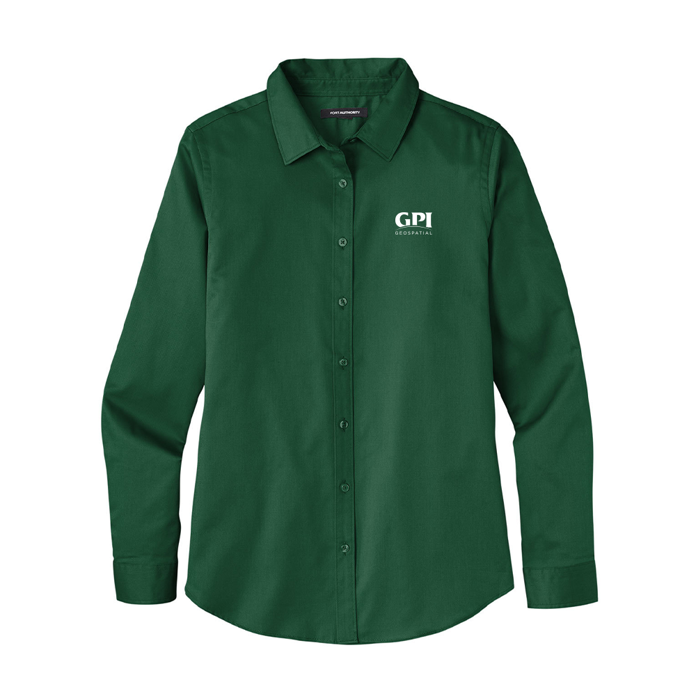 Women's Long Sleeve Twill Shirt - Geospatial