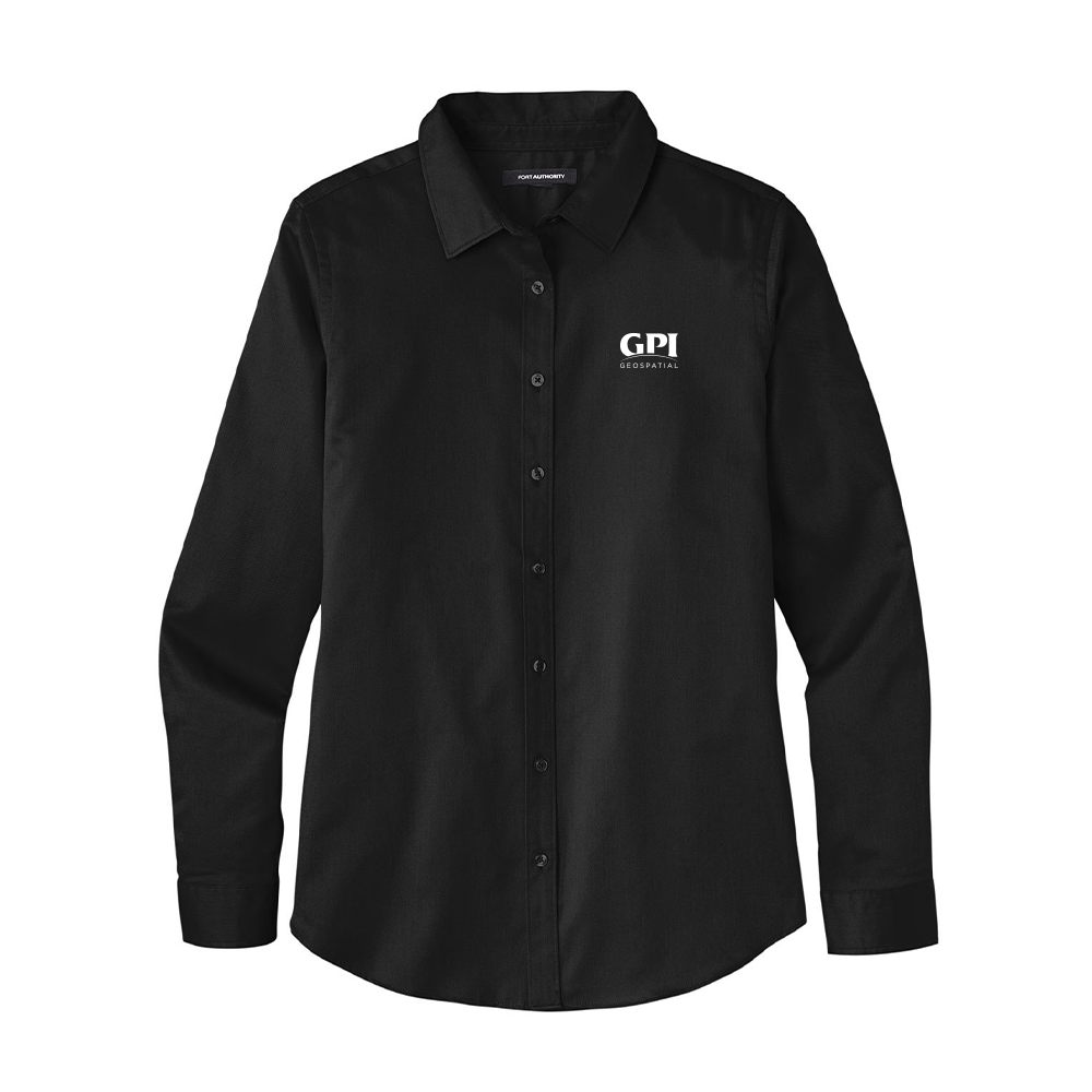 Women's Long Sleeve Twill Shirt - Geospatial