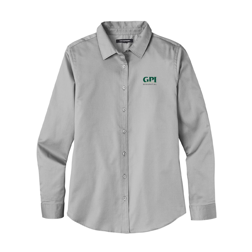 Women's Long Sleeve Twill Shirt - Geospatial