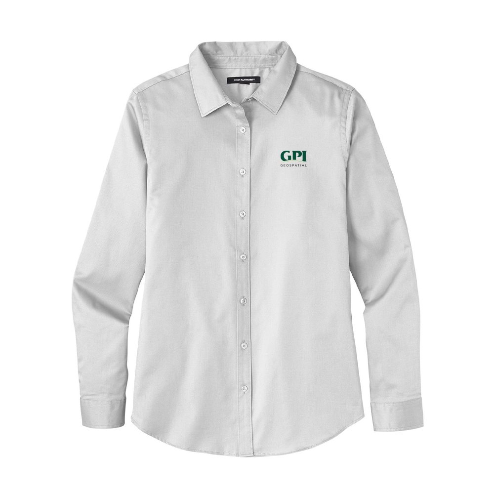 Women's Long Sleeve Twill Shirt - Geospatial