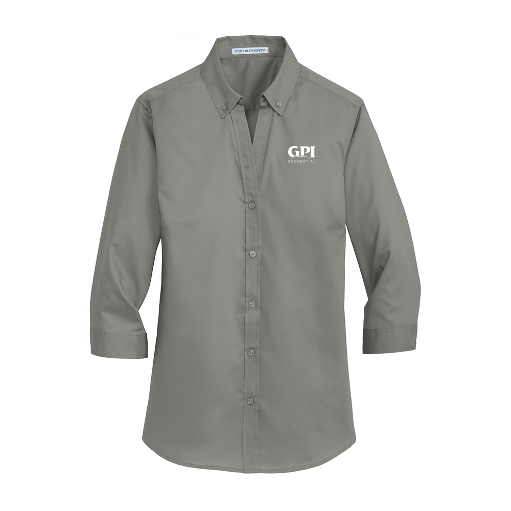 Women's 3/4-Sleeve Twill Shirt - Geospatial