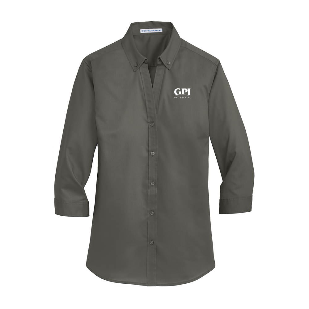 Women's 3/4-Sleeve Twill Shirt - Geospatial