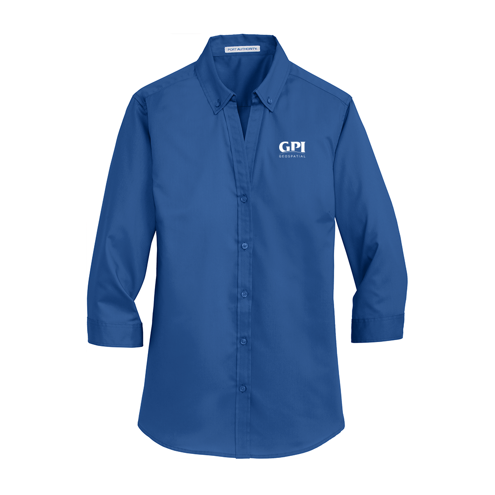 Women's 3/4-Sleeve Twill Shirt - Geospatial