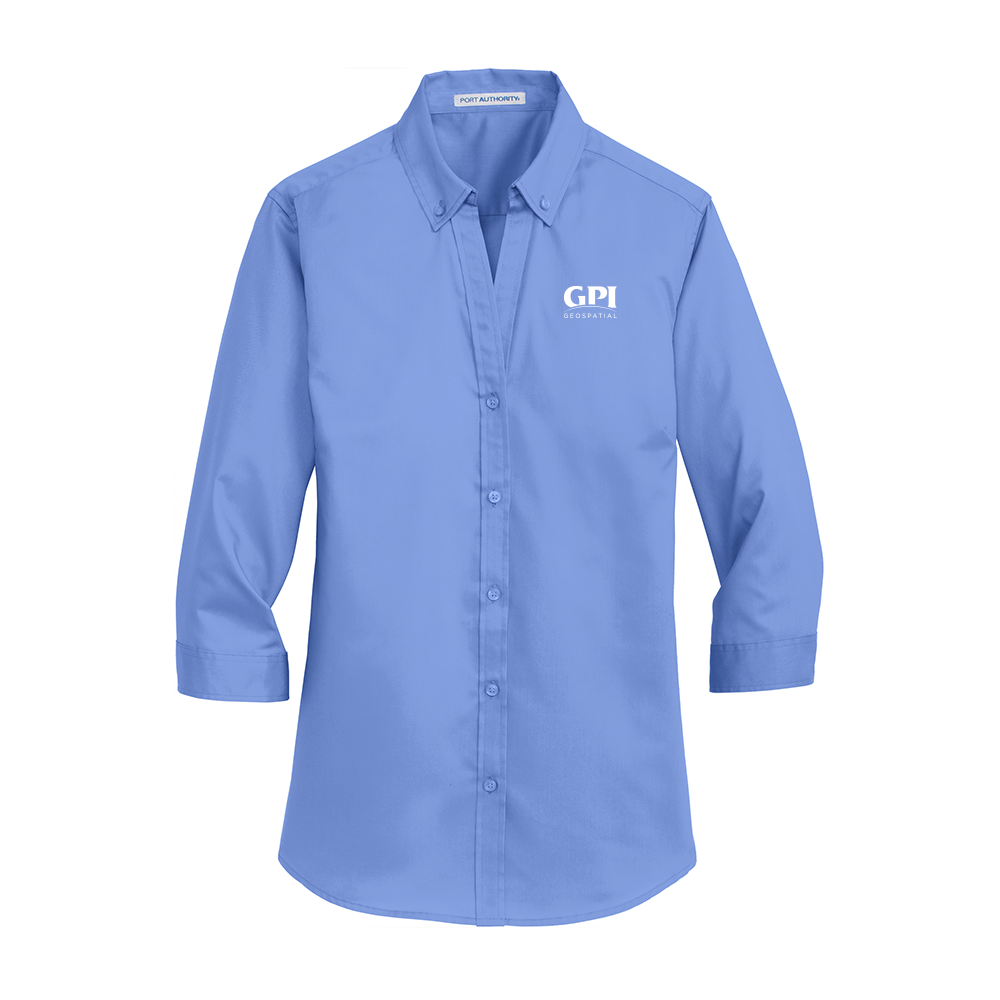 Women's 3/4-Sleeve Twill Shirt - Geospatial