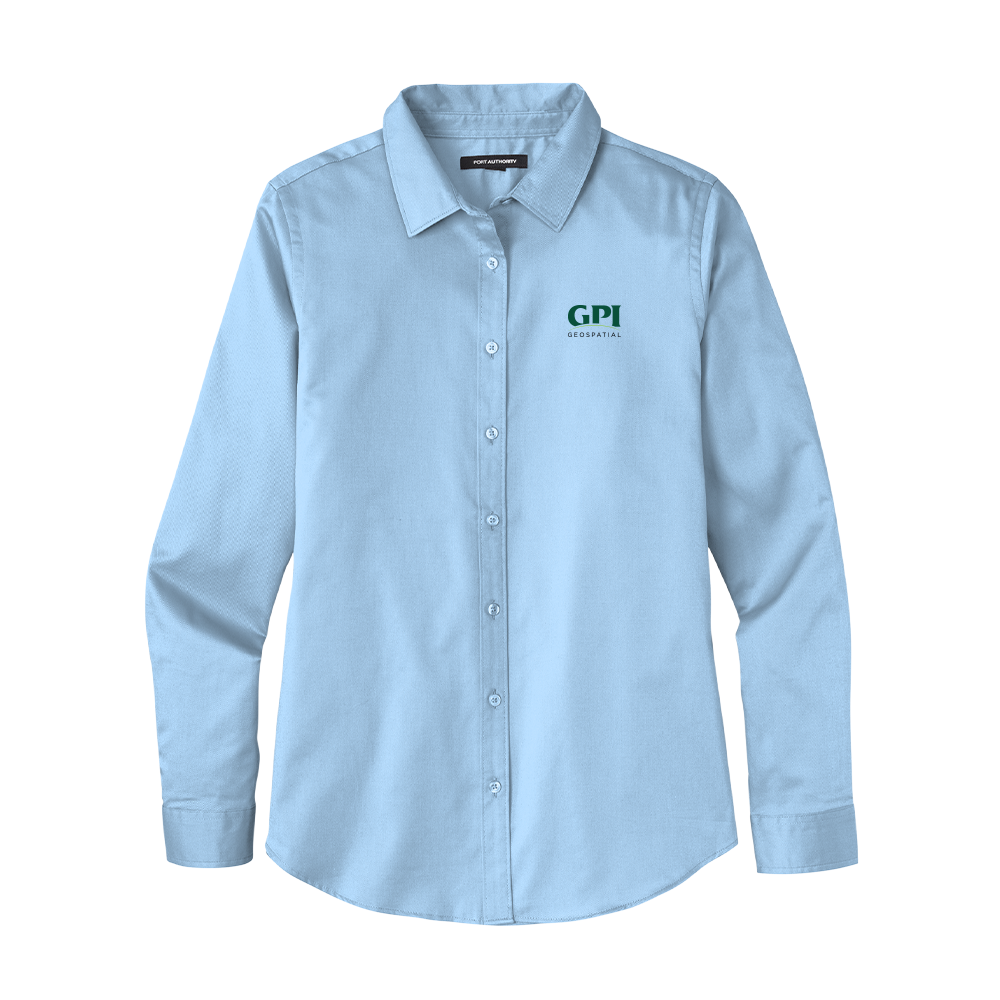 Women's Long Sleeve Twill Shirt - Geospatial