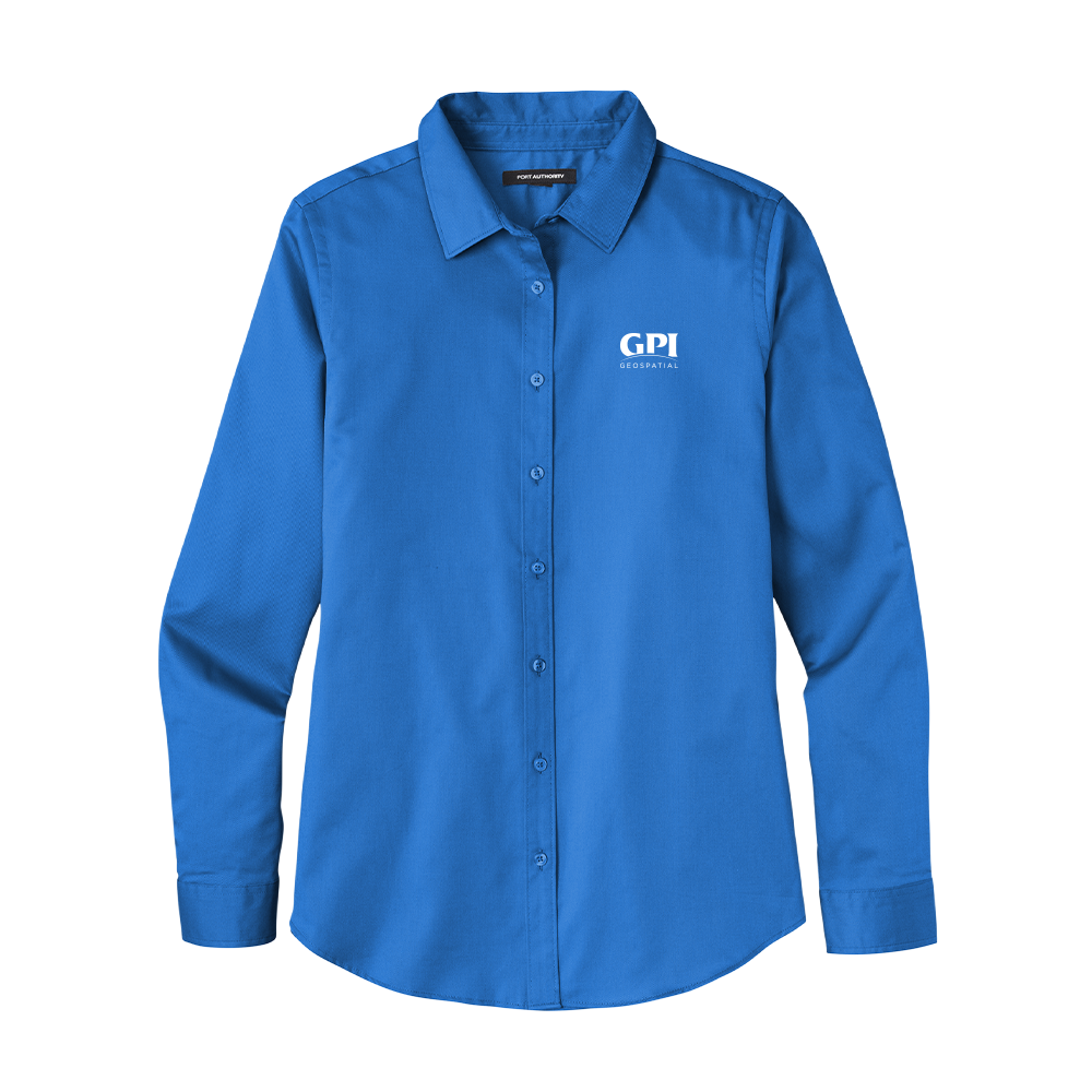 Women's Long Sleeve Twill Shirt - Geospatial