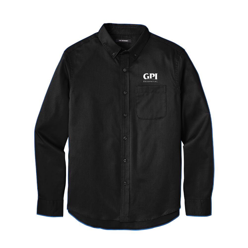 Men's Long Sleeve Twill Shirt - Geospatial