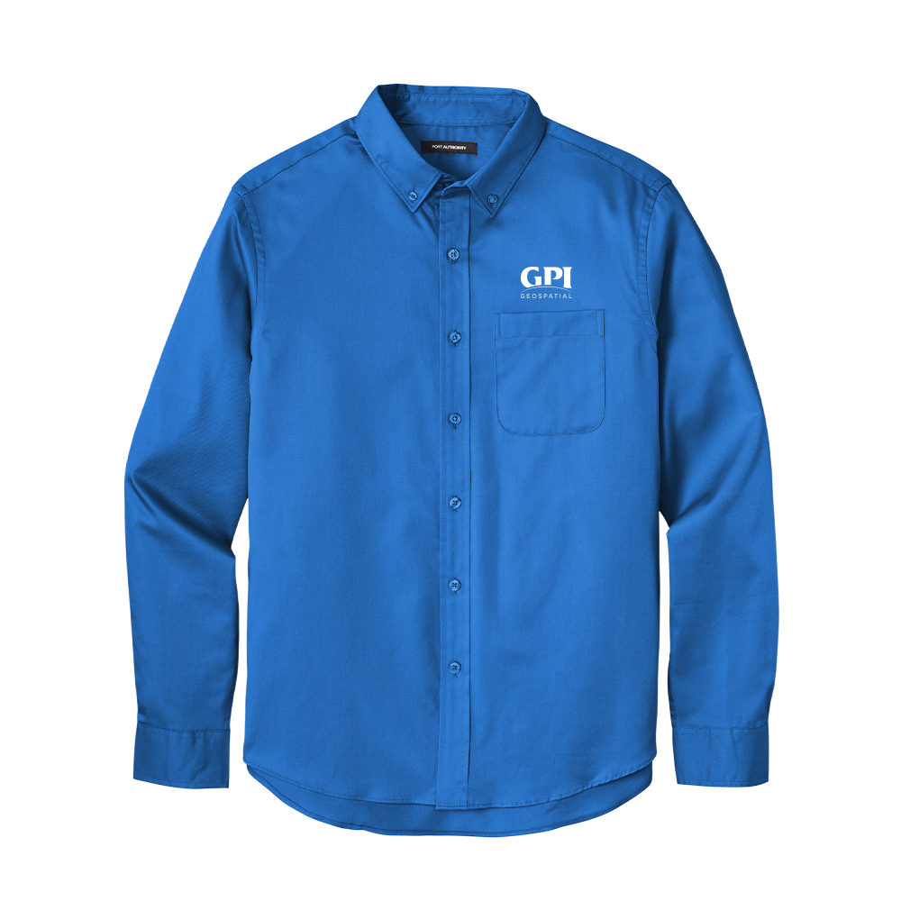 Men's Long Sleeve Twill Shirt - Geospatial