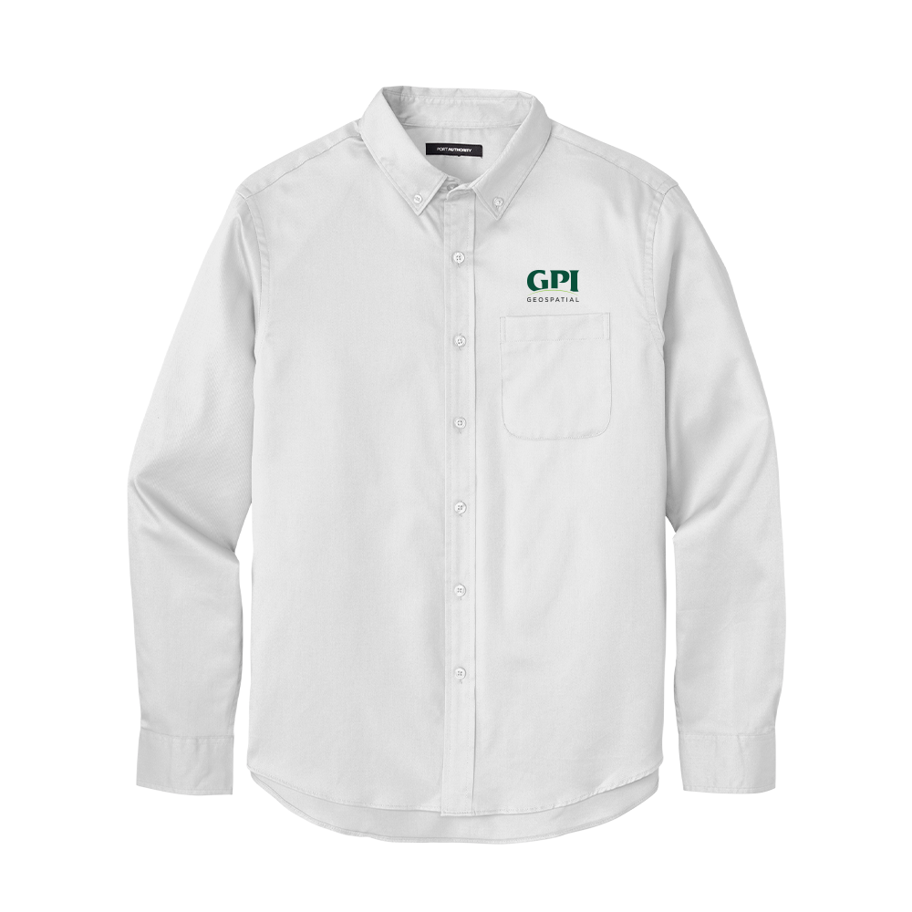 Men's Long Sleeve Twill Shirt - Geospatial