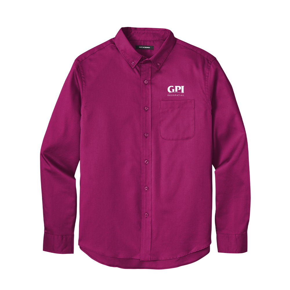 Men's Long Sleeve Twill Shirt - Geospatial