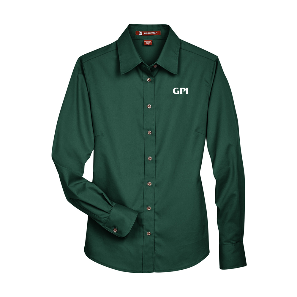 Women's Long-Sleeve Twill Shirt with Stain-Release