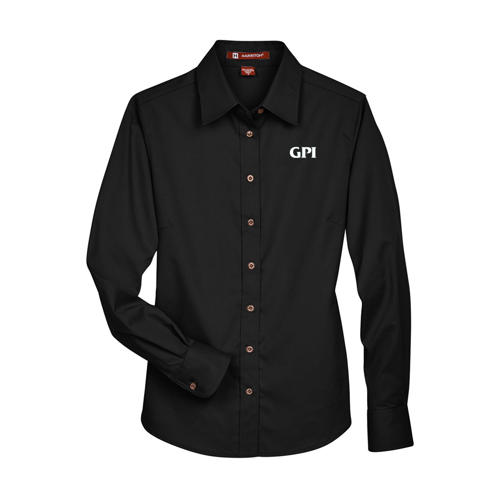 Women's Long-Sleeve Twill Shirt with Stain-Release